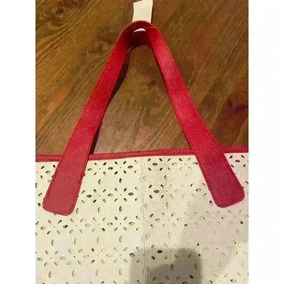 NWT Saks Fifth Avenue Faux Leather Perforated Tote Bundle (2) - Picture 8 of 12